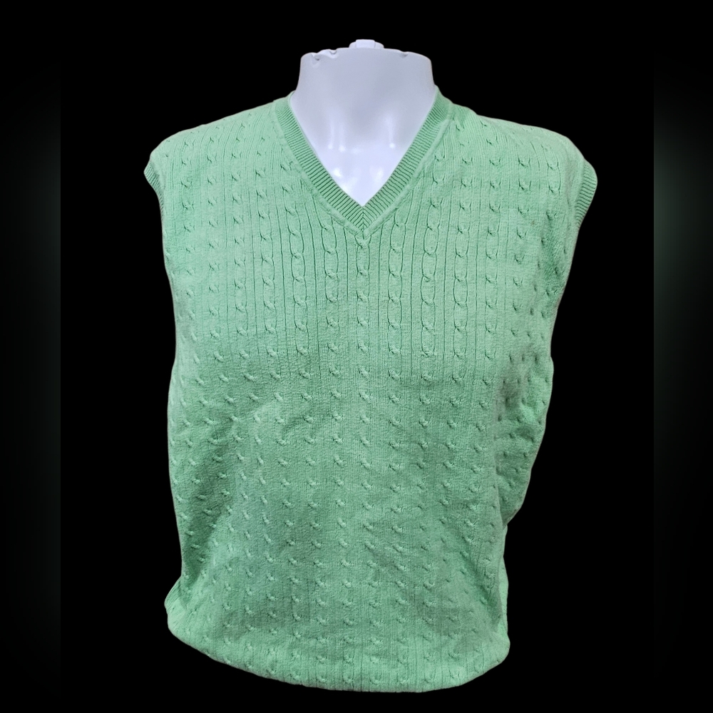 Tommy Hilfiger Golf‎ Mint Green Cable Knit Sweater Vest Size L